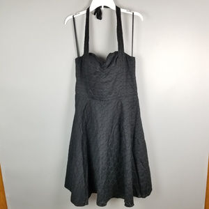Vintage Rockabilly Pin Up Halter Neck Dress Y2K / 90s does 50s Plus Size 14 XL L